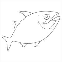 Continuous single line drawing of fish outline illustration vector