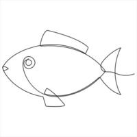 Continuous single line drawing of fish outline illustration vector