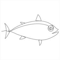 Continuous single line drawing of fish outline illustration vector