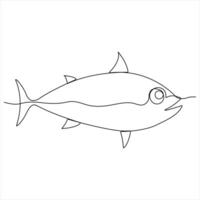 Continuous single line drawing of fish outline illustration vector