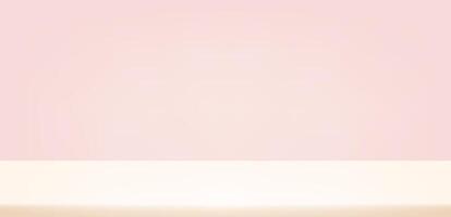 Pastel pink and beige wall Background. Minimal 3d shelf. Room in the 3d. Space for selling products on the website. pink Background Empty Room Studio with table. illustration. vector