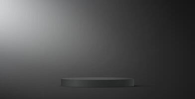 Black and grey studio room background. Black background 3d with podium. Empty room with light effect. dark podium with glow. Space for selling products on the website. illustration. vector