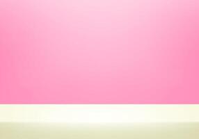 Pink and cream Studio background. Space for selling products on the website. Pink Background Empty Room Studio with table. Business backdrop. illustration. vector