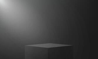 Empty black studio room background. Black background 3d with podium. Space for selling products on the website. Empty room with spotlight effect. illustration. vector