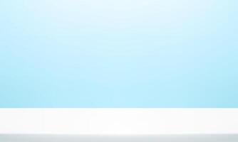 Blue and white wall Background. Minimal 3d shelf. Room in the 3d. Space for selling products on the website. Blue Background Empty Room Studio with table. illustration. vector