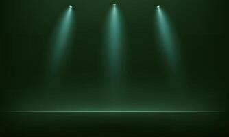 Empty dark green studio room background. Dark green background. Space for selling products on the website. Empty room with spotlight effect. illustration. vector