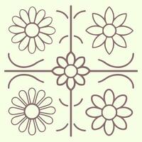 Set of flower design elements in line art style. illustration. vector