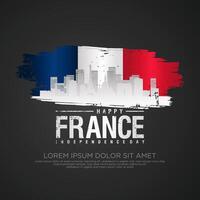 France day greeting card with grunge and splash effect on flag as a symbol of independence vector