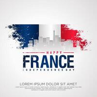 France day greeting card with grunge and splash effect on flag as a symbol of independence vector
