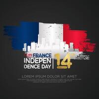 France day greeting card with grunge and splash effect on flag as a symbol of independence vector