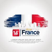 France day greeting card with grunge and splash effect on flag as a symbol of independence vector