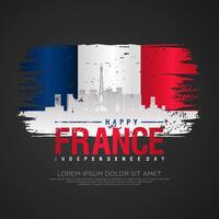 France day greeting card with grunge and splash effect on flag as a symbol of independence vector