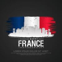 France day greeting card with grunge and splash effect on flag as a symbol of independence vector