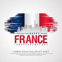 France day greeting card with grunge and splash effect on flag as a symbol of independence vector