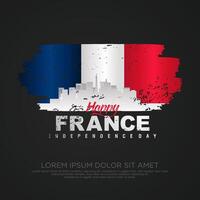 France day greeting card with grunge and splash effect on flag as a symbol of independence vector