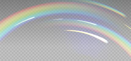 Rainbow arc highlights on a light checkered background. Glare or reflection glass in motion. Glittering particles for social media photo shots. vector