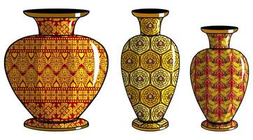 Javanese urn with batik motif vector