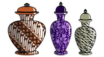 Javanese urn with batik motif vector