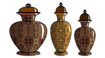 Javanese urn with batik motif vector