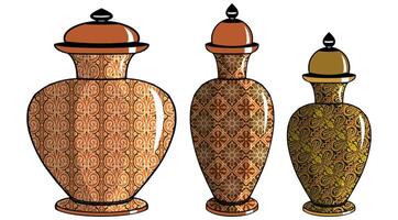 Javanese urn with batik motif vector