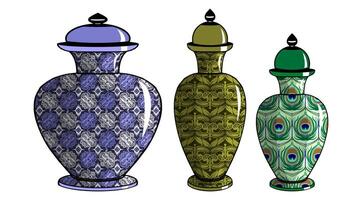 Javanese urn with batik motif vector