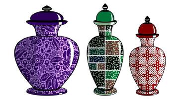 Javanese urn with batik motif vector