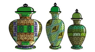 Javanese urn with batik motif vector