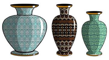 Javanese urn with batik motif vector