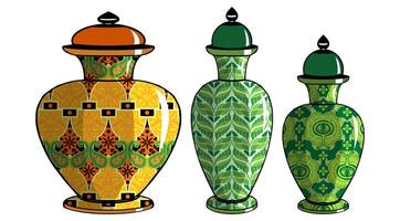 Javanese urn with batik motif vector