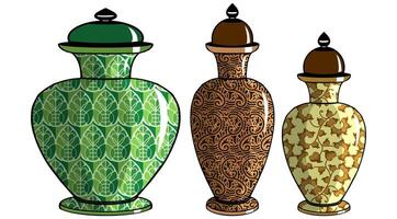 Javanese urn with batik motif vector