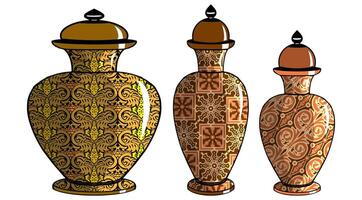 Javanese urn with batik motif vector