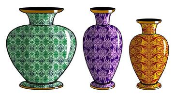 Javanese urn with batik motif vector