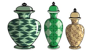 Javanese urn with batik motif vector