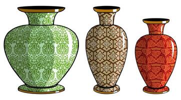Javanese urn with batik motif vector
