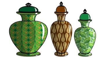 Javanese urn with batik motif vector