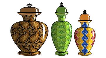 Javanese urn with batik motif vector