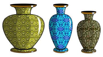 Javanese urn with batik motif vector