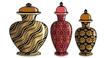Javanese urn with batik motif vector