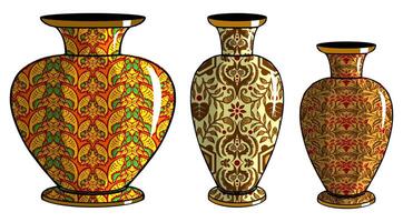 Javanese urn with batik motif vector