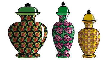 Javanese urn with batik motif vector
