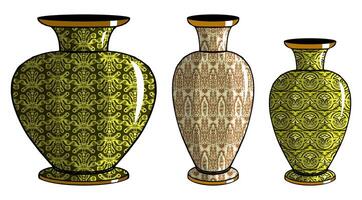 Javanese urn with batik motif vector