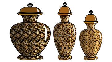 Javanese urn with batik motif vector
