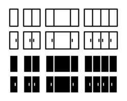 Window frame icon set. Simple door symbol collection. Single, double and triple glazing illustration. Plastic window sign. vector