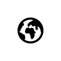 Earth globe icon. Planet illustration. Global map symbol. Africa continent pictogram. Circle sphere rounded concept. Earth planet simple web sign. vector
