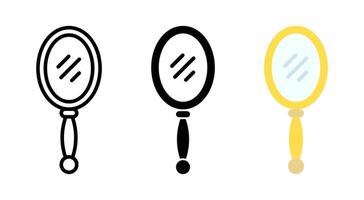 Handle mirror icon. Gold make-up mirror illustration. Portable reflect concept. vector