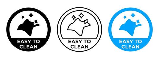 Easy to clean stamp. Napkin and shiny surface icon. Wipe illustration. Housekeeping sign. Household symbol or emblem for product packaging. Easy to clean blue badge. vector