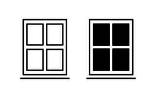 Window icon. Closed window with sill illustration. Frame symbol. Home exterior design sign. vector