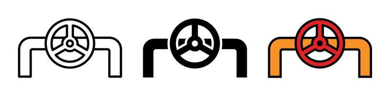 Pipeline with valve icon. Plumbing pipe symbol. Gas and water distribution system with faucet illustration. Pump or drain communication technology. Industrial tube sign. vector