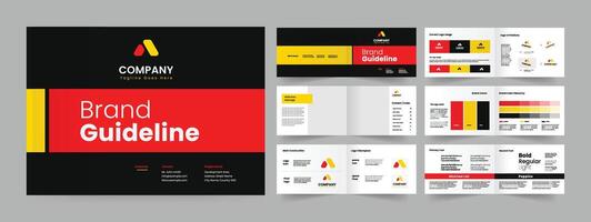 brand guideline layout template with yellow and red colors design vector