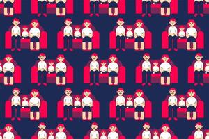 Colorful seamless pattern background with family illustration vector